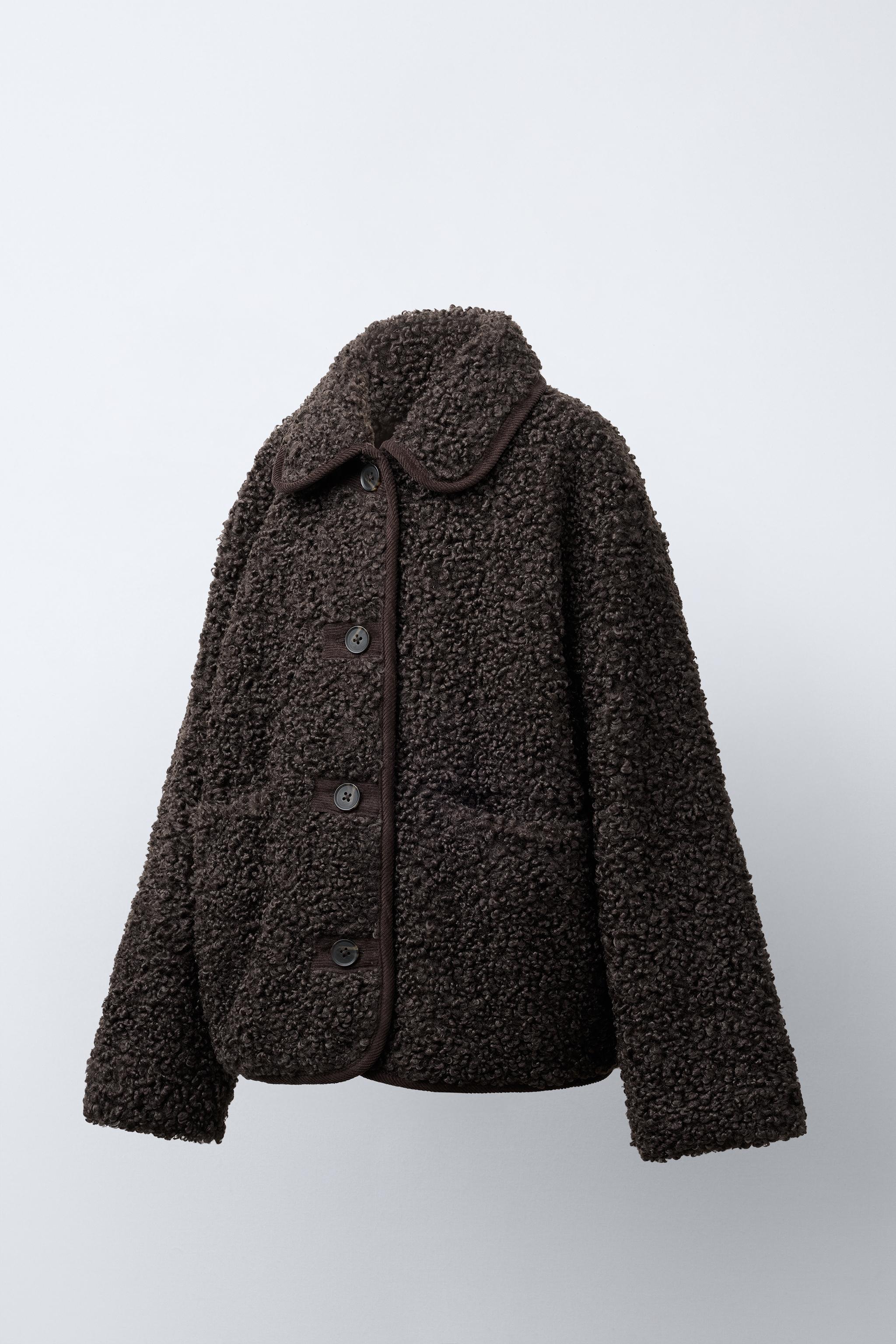 MANTEAU EFFET MOUTON À LISERÉS